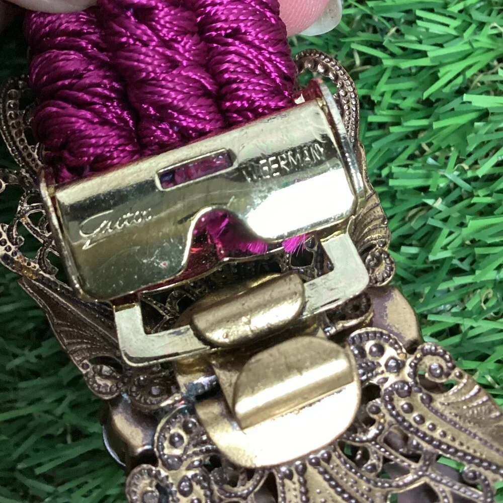 Vintage Gutos West Germany Purple Braided Rope & Rhinestone Belt S/M